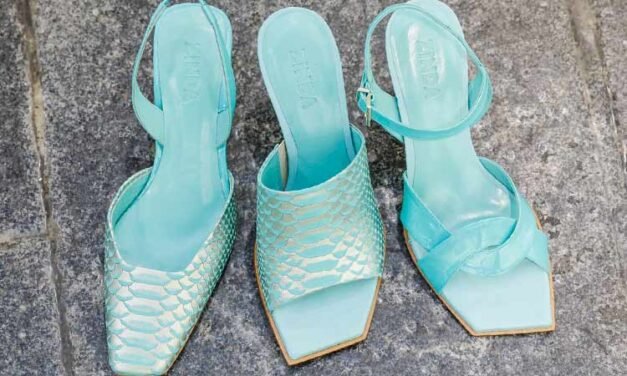 Color y puntas cuadradas en zapatos y sandalias de Zinda